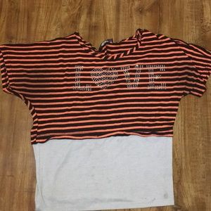 Orange,black and white top